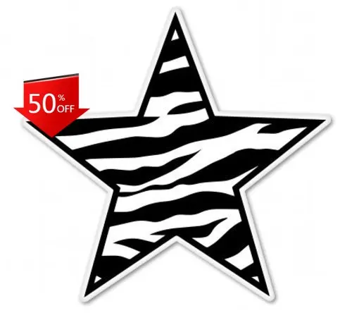 

Zebra Print Star White Trendy Boat Window Laptop Walls Sticker Cute Retro Unique Vintage