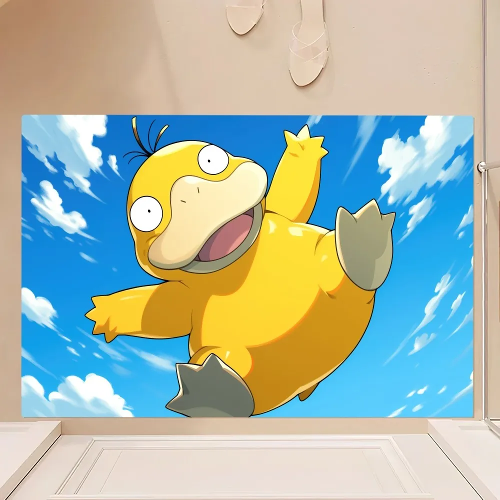 MINISO Pokemon Psyduck Floor Mat Bedroom Kitchen Door Bath House Super Absorbent Foot Non-slip