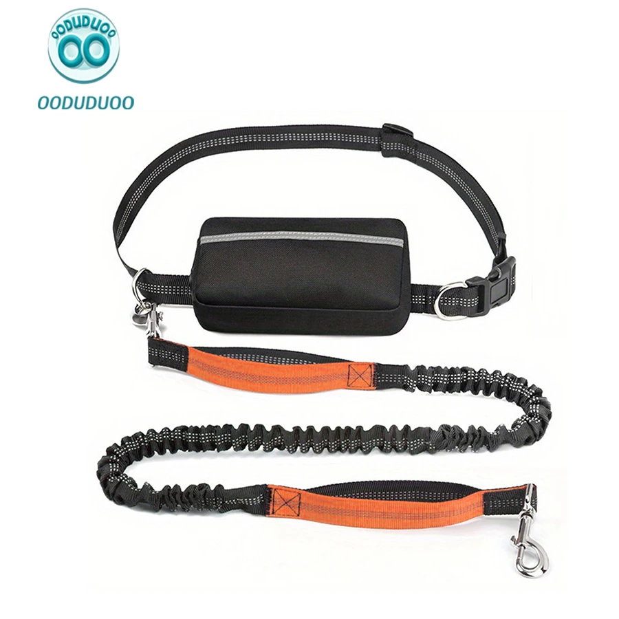 

OODUDUOO Reflective Nylon Dual Retractable Dog Leash with Padded for Running Sports Adjustable Hands-Free Pet Walking Accessory