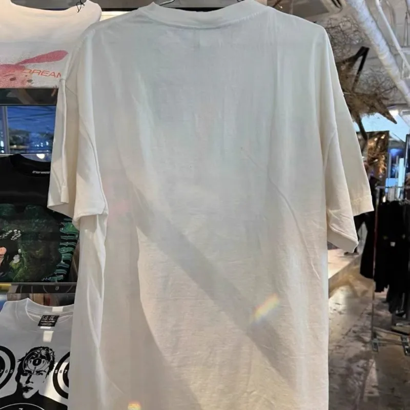 Summer Saint Tshirts Grid Splicing Color Graffiti Thorn Portrait Pattern Men Women Cotton Round Neck Short Sleeve Casual Tops