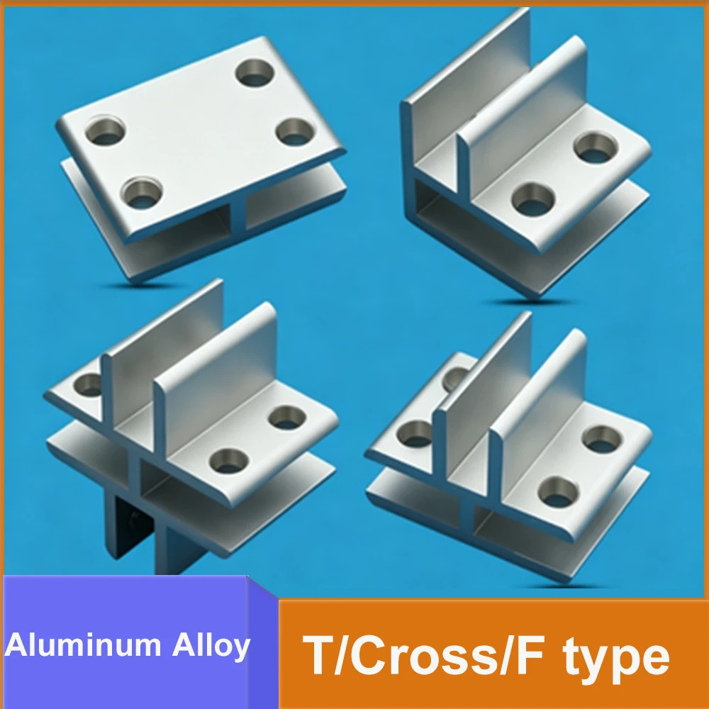 T/Cross/F type Glass Fixing Clip Silver/Black Right Angle Corner Protector Glass/Tile Buckle Aluminum Alloy