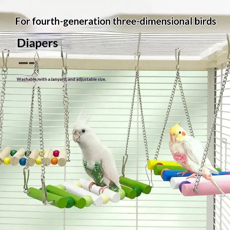/KQM/New Cute Colorful Parrot  Bowtie Washable Parrot Flight Suit Breathable Keep Birds Clean Pet Bird Clothes Daily Clothing