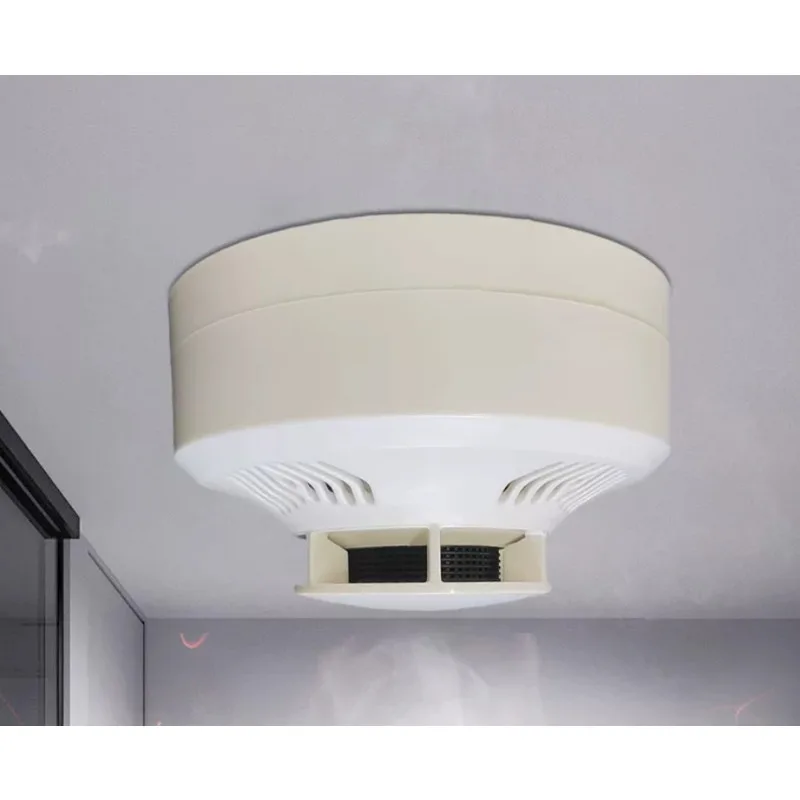 220V Wired Smoke Detector Relay Output NO NC Dry Contact Fire Alarm Industrial Grade