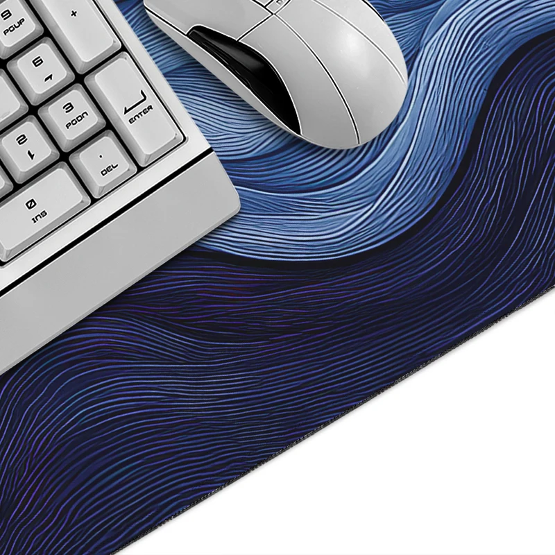 Mouse Pad Blue White Abstract Waves Gaming printon demand Home Computer HD Mousepad XXL Office Soft Carpet Computer Mouse Mats