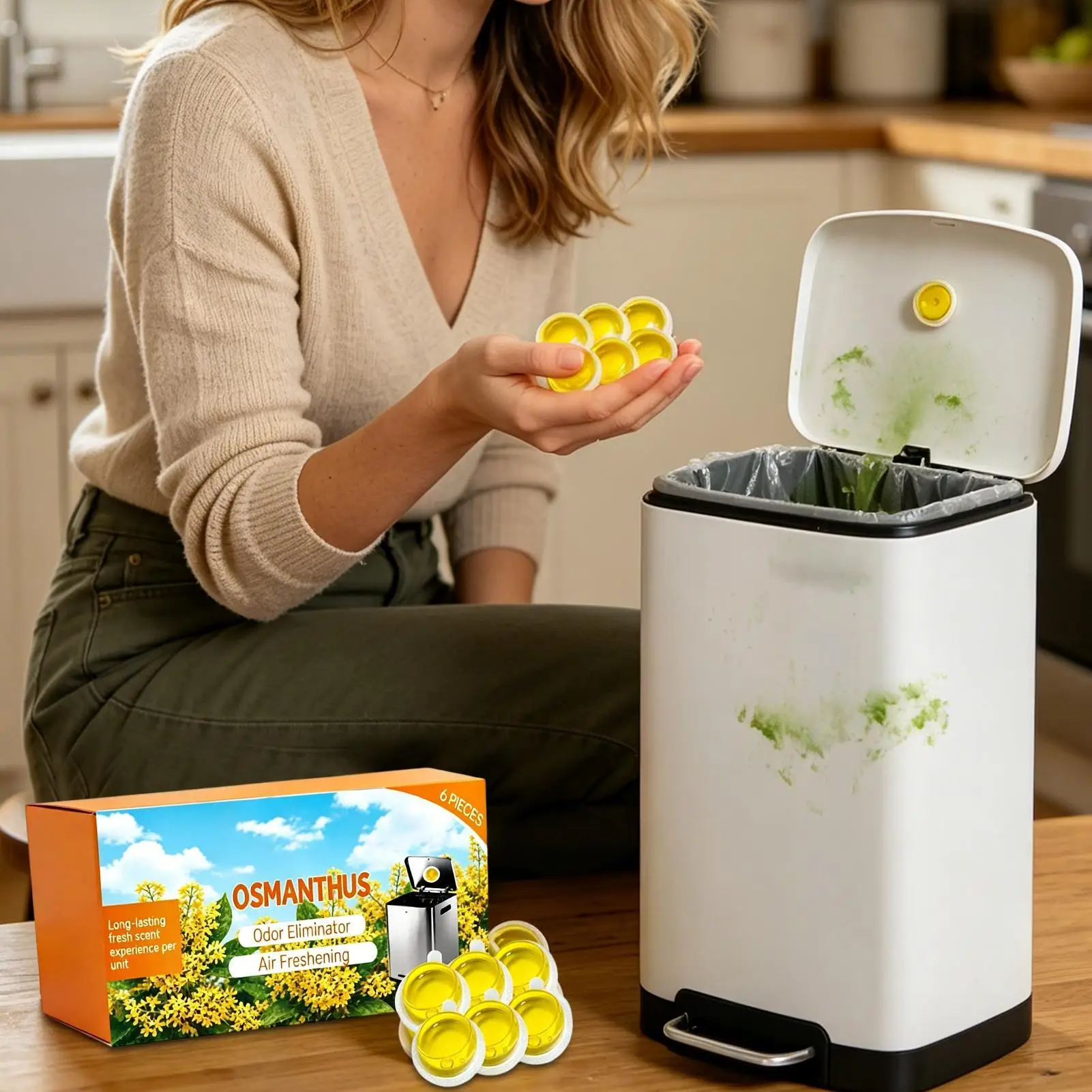 6 Pieces Citrus Scent Gel Garbage Can Air Freshener Eliminating Scented Long Lasting Fragrance Trash Odor Fighter Gel For Home