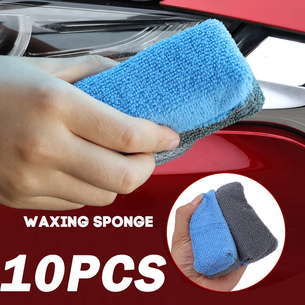 

Car Microfiber Applicator Sponge Soft Absorbent Detailing Bristle Cleaning No Scratch Car Interior Double Side Clean Accessories