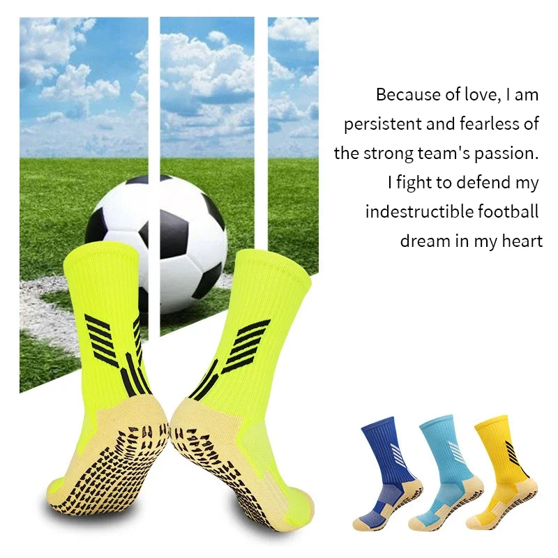 6Pairs/Lot ANTI SLIP Fashion Football Socks Mid Calf Non-Slip Soccer Sport Cycling Sports Mens Sock EU38-44