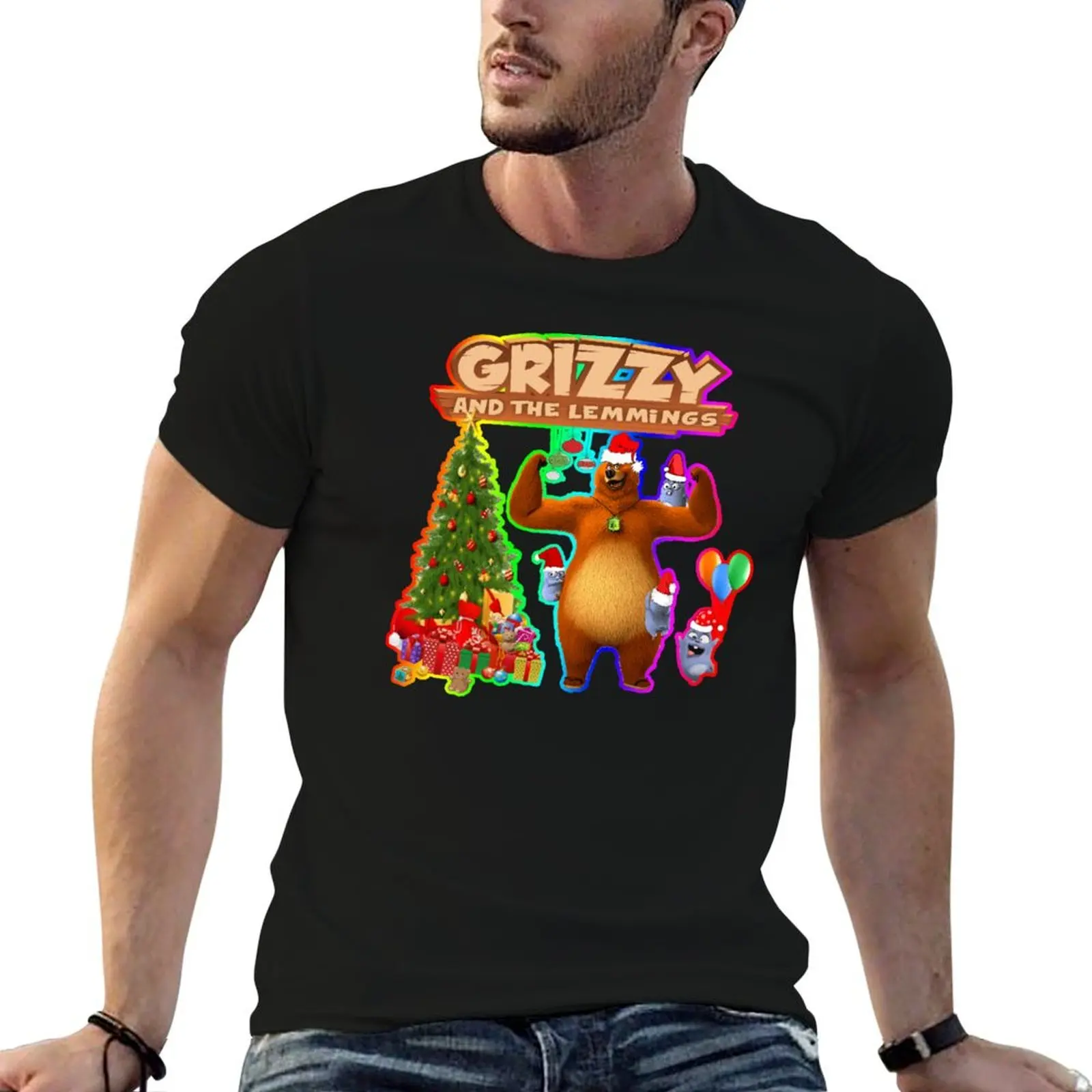 

grizzy and the lemmings T-Shirt man t shirts graphic anime t shirts for man t shirt men 100% cotton luxury brand T-Shirt