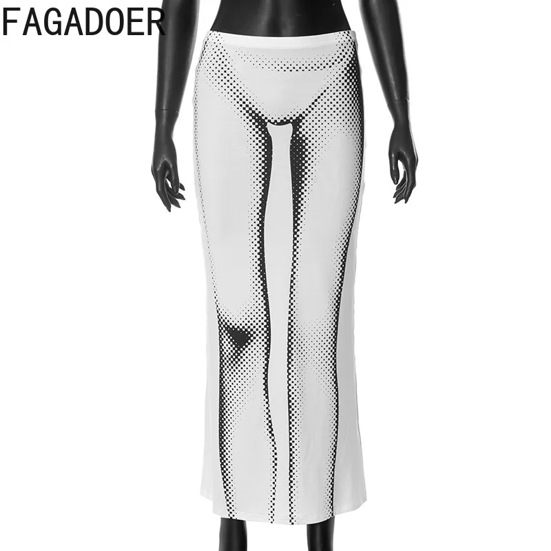 FAGADOER Fashion 3D Human Body Printing Skinny Skirts Women High Waisted Slim Streetwear Sexy Female Matching OL Clothing 2023