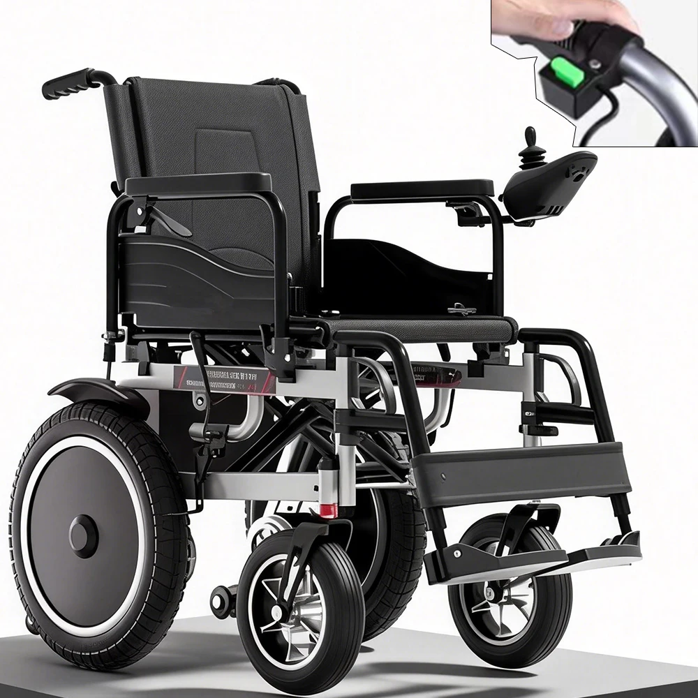 Sedia a rotelle elettrica da 700 W per adulti, leggera, pieghevole, portatile, adatta a tutti i tipi di terreno, con motore elettrico e dotata di funzioni di sicurezza e comfort, capacità di carico di