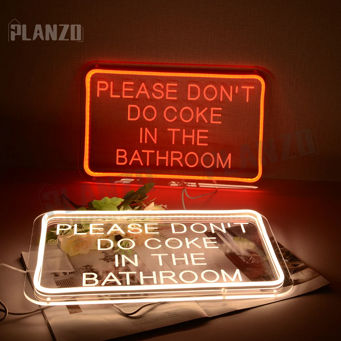 Please Don't Do Coke In The Bathroom Red LED Neon Sign USB Home Bedroom Bathroom Game Room Bar Store Wall Decor Sign Birthday