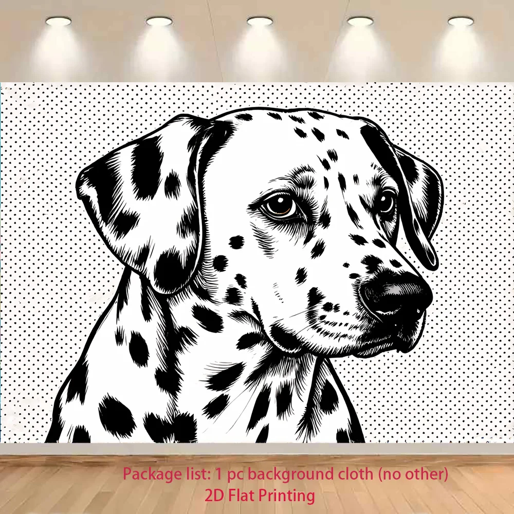 Cute Dog Dalmatian Pet Wall Tapestry Canvas Art Home Decor Bohemian Boho Living Room Backdrop Print Polyester Poster Gift for