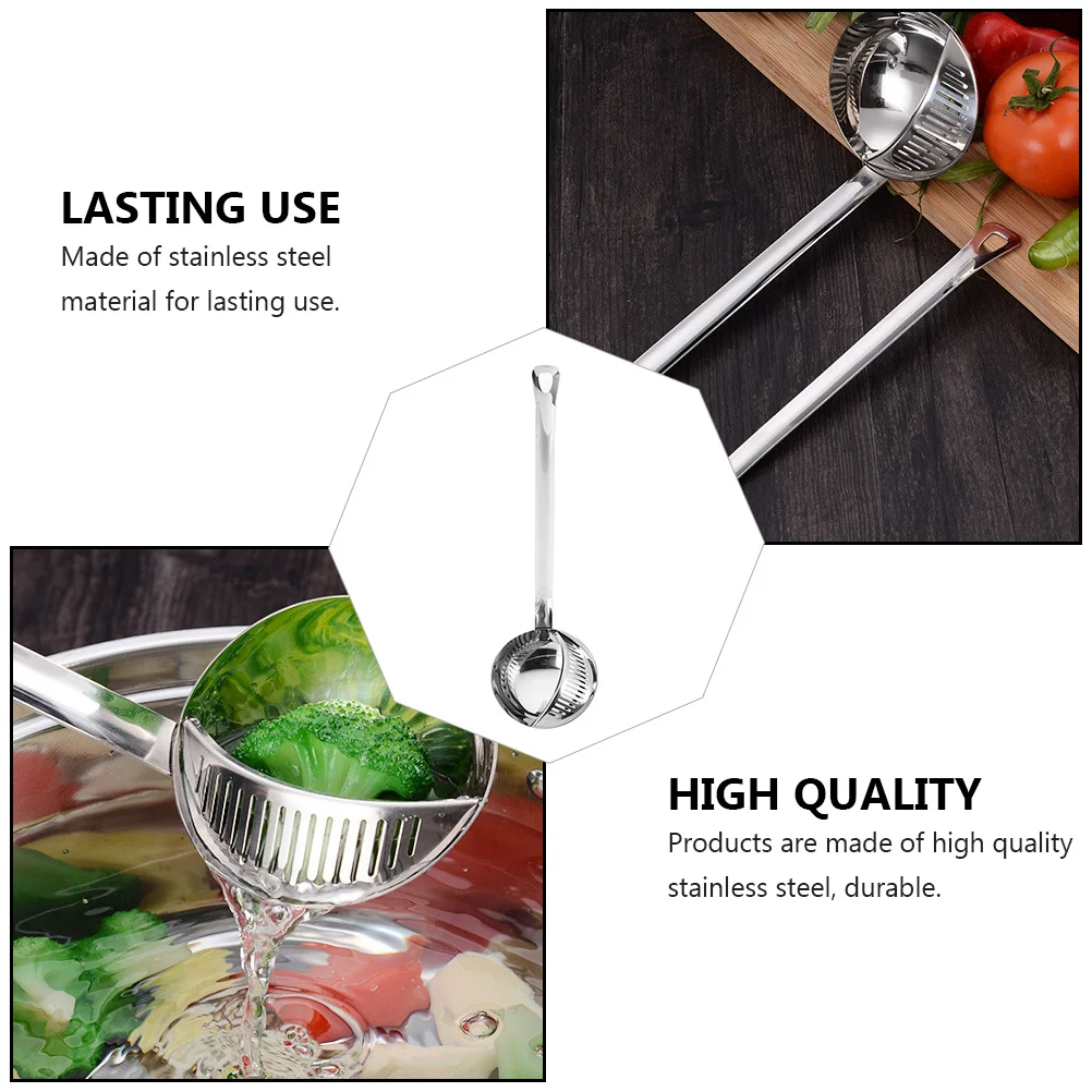 

1Pcs Stainless Steel Filter Spoon Long Handle Oil Soup Ladle Heat Insulation Kitchen Utensil Restaurant Home