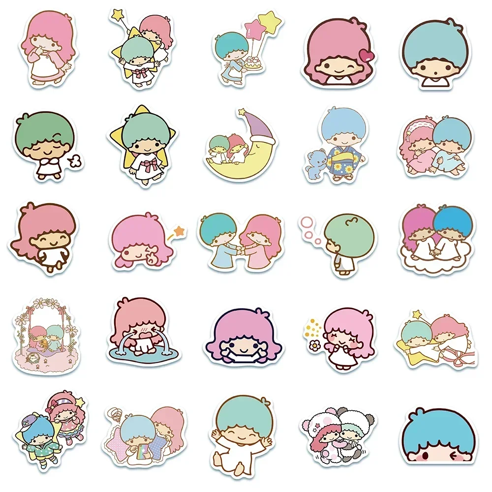 Kawaii Anime Graffiti naklejka śliczne małe bliźniacze gwiazdy naklejka na deskorolkę rower gitara Laptop wodoodporna naklejka zabawka dla dzieci prezent