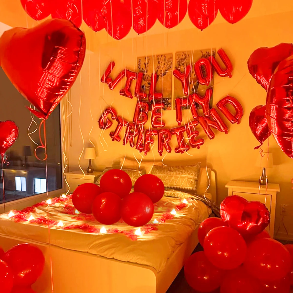 1set Will you be my girlfriend balloons, Valentine's Day party, romantic interior decoration, confession, birthday, love theme