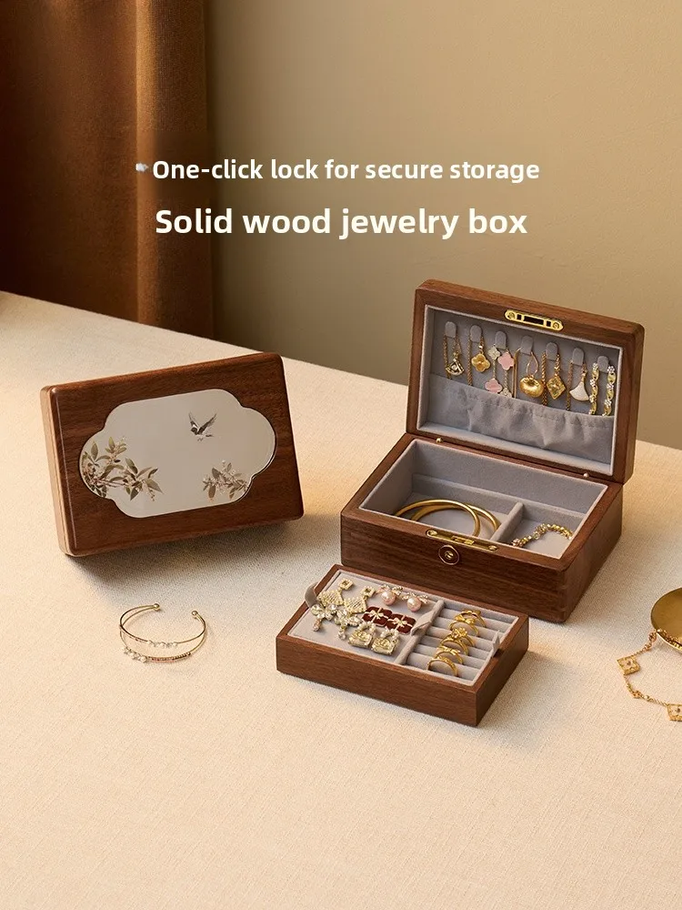 

Fanhuan Wood Loable Jewelry Storage Box Portable ature Fine Gold Hand Accory Box Vintage Chinese Sle Desktop...