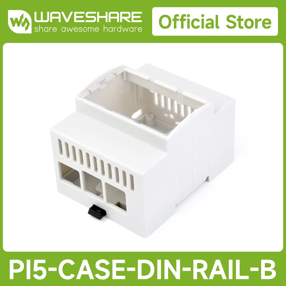 

Waveshare DIN rail ABS Case for Raspberry Pi 5, large inner space, injection moduling