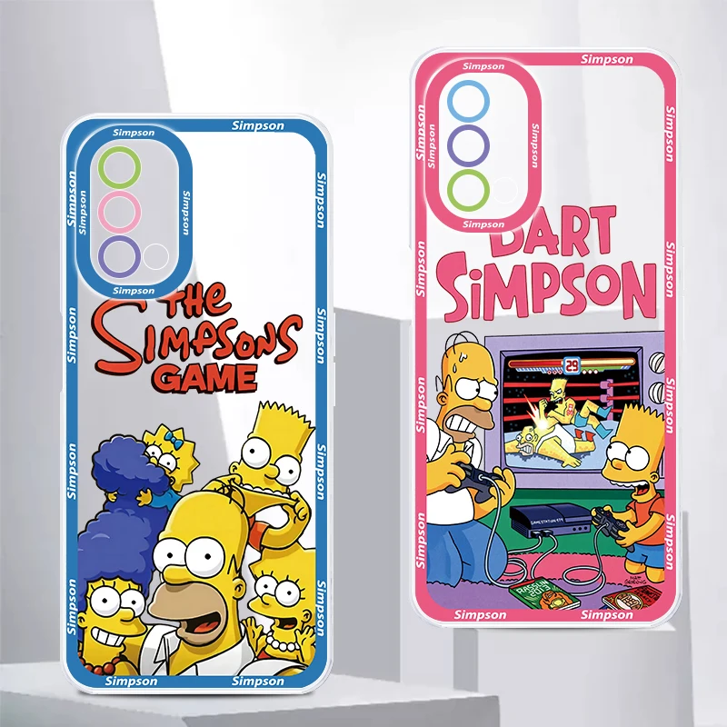 Disney Fashion Simpsons Family Transparent Phone Case For Oppo A98 A78 A94 A76 A74 A73 A54 A53 2020 Reno 8 7 6 5 5G Angel Eyes