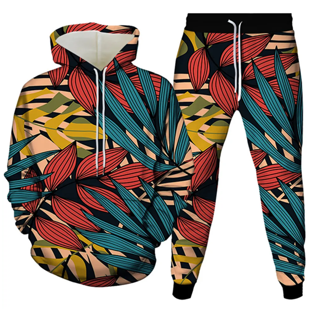 

Men Clothing Tracksuit Suit Plant Leaf Weed Tree 3D Printing Hoodies+Pants 2pcs Set Women Fall Spring Outfits Plus Size S-6XL