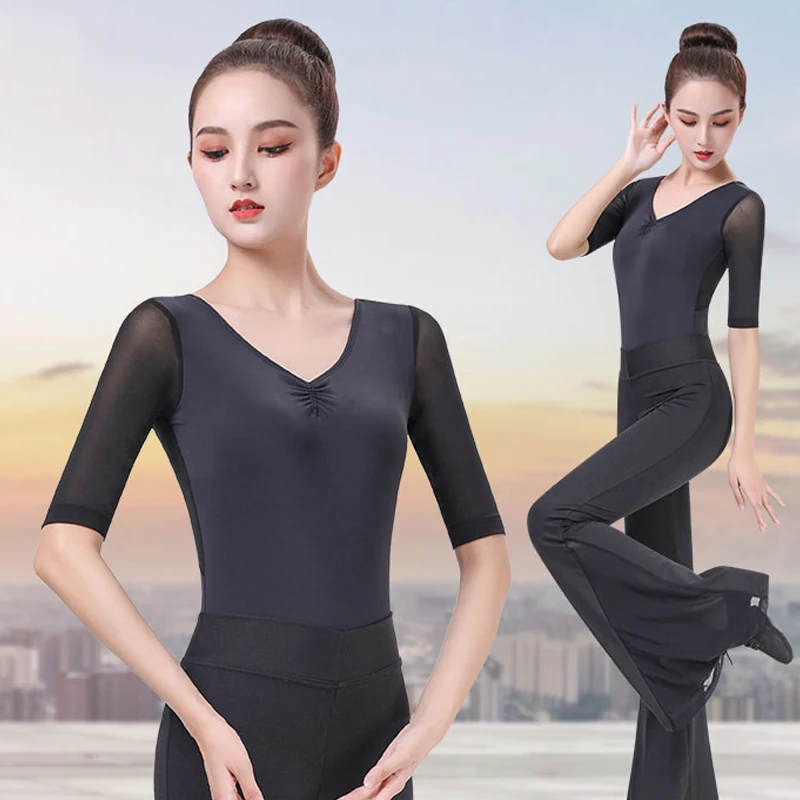 

Women Ballroom Dance Tops Modern Dance Etiquette Training Uniform Practice Clothes Rumba Samba Chacha Latin Dance Wear DN20793