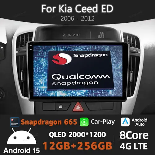 Android 15 カーラジオ起亜 Ceed ED 2006 - 2012 クアルコム 4 グラム WIFI BT ヘッドユニット QLED マルチメディアビデオプレーヤー GPS ナビ 2DIN LTE 5 グラム