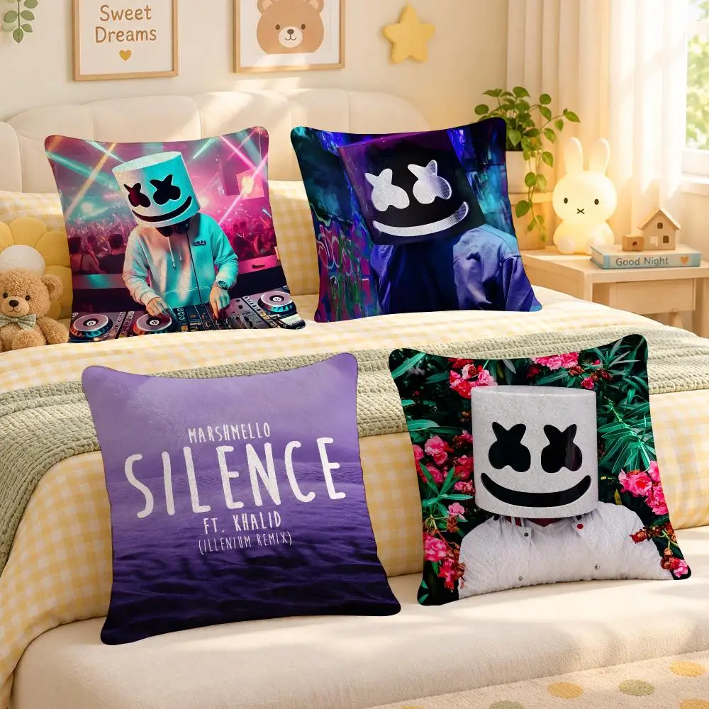 DJ Marshmello EDM Music Icon Cushion Cover Personalized Decorative Living Room Home Sofa Bedroom Office Car Decor