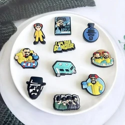 9pcs 2-4cm 만화 브레이킹 하이젠베르그 그림 부드러운 신발 핀 콩 매력 샌들 액세서리 악어 청바지 나쁜 흰색 джибитсы для