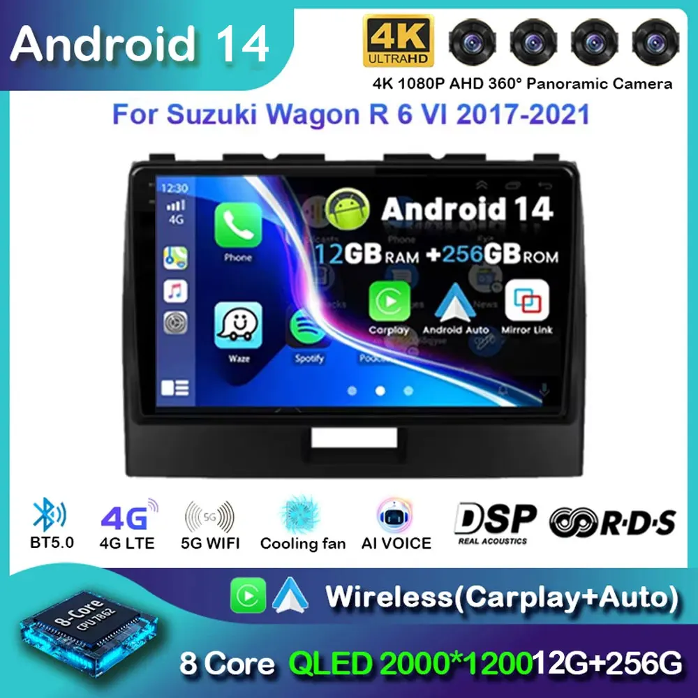 

Android 15 For Suzuki Wagon R 6 VI 2017-2021 Car Radio Multimedia Video Player GPS Auto Stereo DSP RDS Carplay DVD FM 2Din