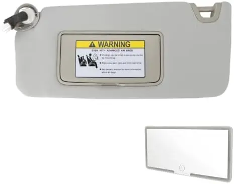 

Sun Visor for Accord 2008-2017 Driver Side Grey – Illuminated Vanity Light & Portable Mirror – Replaces 83280-TA5-A51ZA