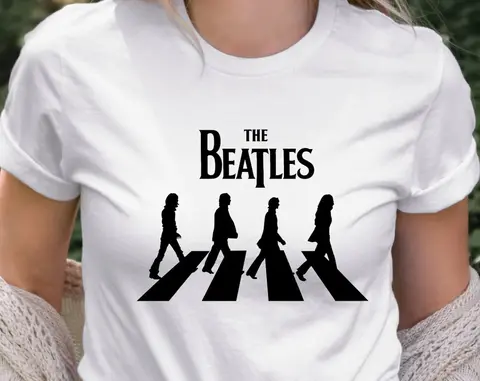 Retro The Beatles Abbey Road Graphic T‑Shirt, Men Women O‑Neck Short‑Sleeve 70s Rock And Roll Fan Gift Streetwear Daily Top