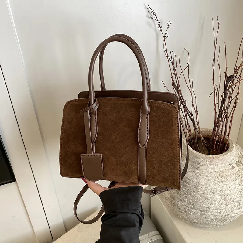 

2025 Autumn Suede Tote Bag, Vintage Shoulder Purse for Women, Luxe Casual Crossbody, Trendy Day-to-Night Bag, Textured Sling Bag