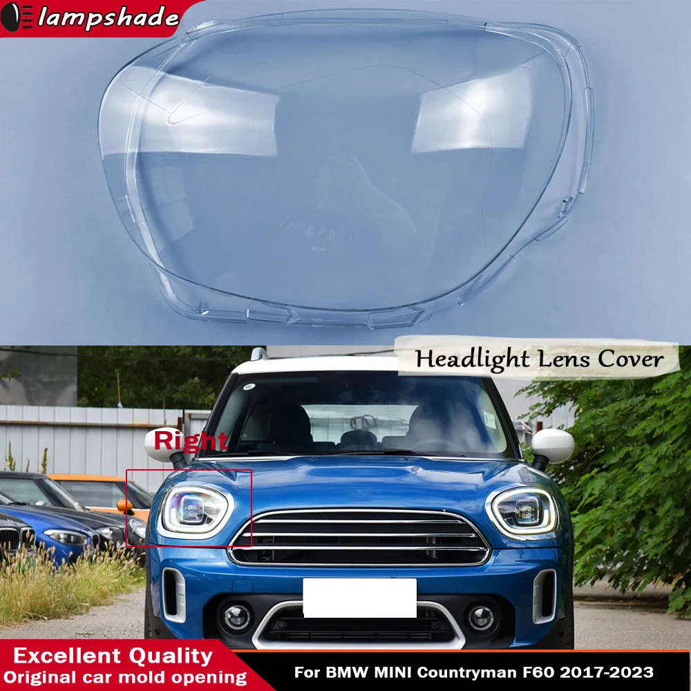 

For BMW MINI Countryman F60 2017 - 2023 Auto Light Caps Transparent Lampshade Lamp Shade Front Headlight Cover Glass Shell
