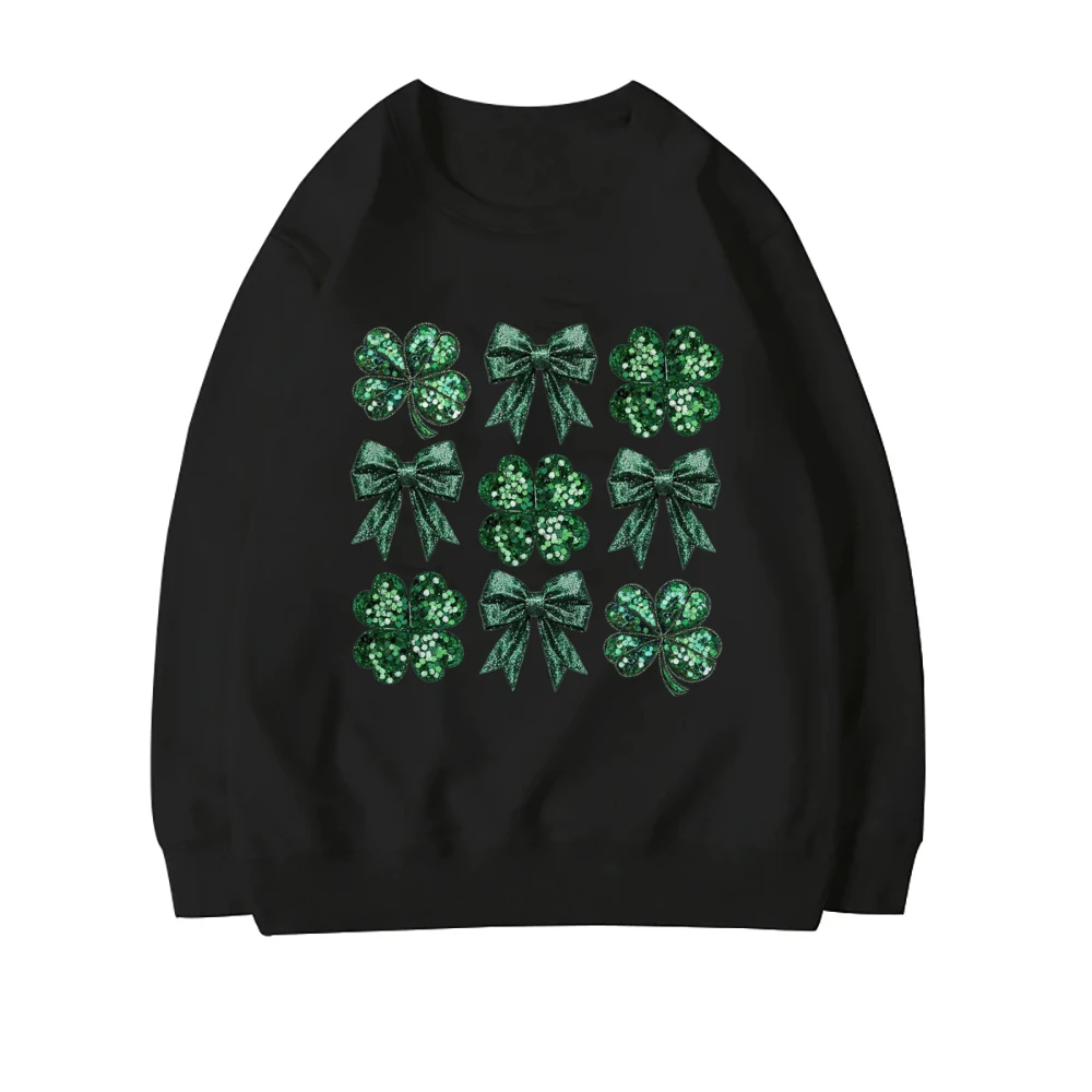 Retro Coquette St Patrick's Day Sweatershirts Happy St Patricks Day Shamrock Shirt Shamrock Love Sweater Outfits