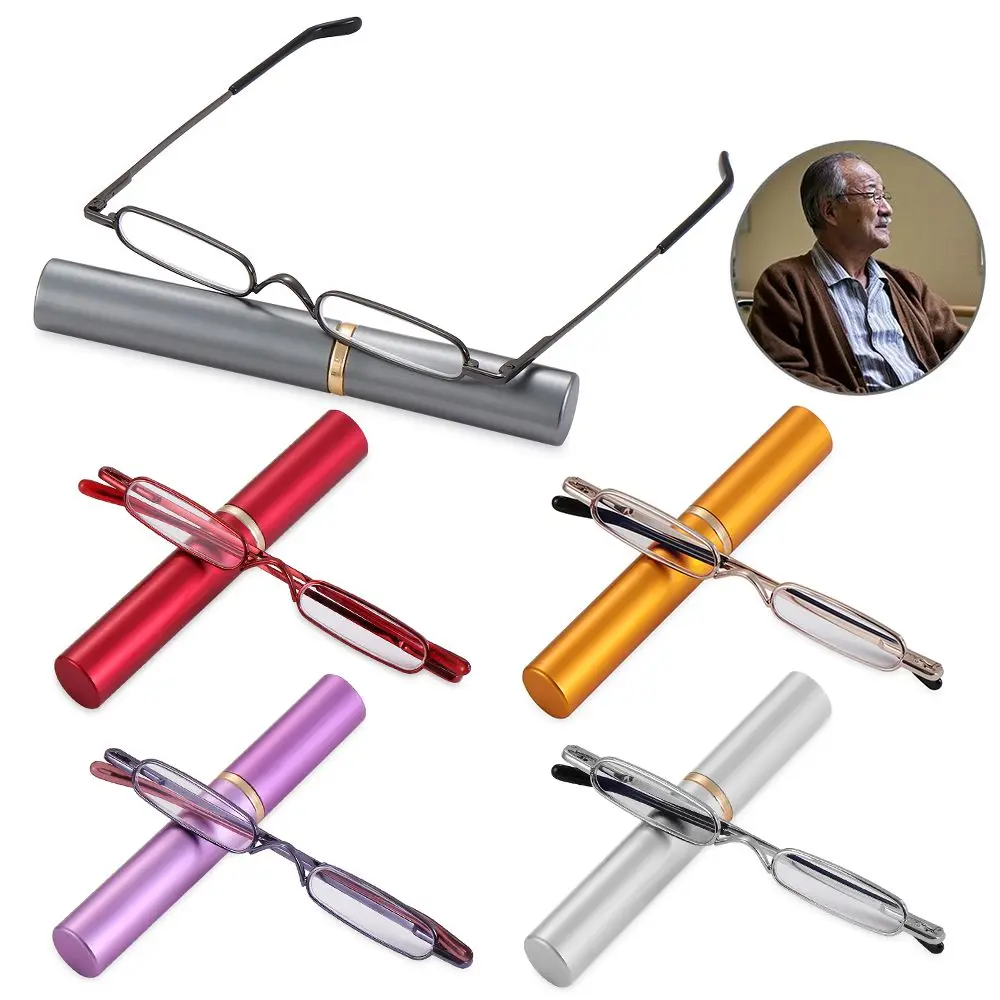 Men Women Spring Hinged with Portable Clip Case Slim Pen Reading Glasses Slim Reading Glasses Readers with Pen Clip Tube Case view 2