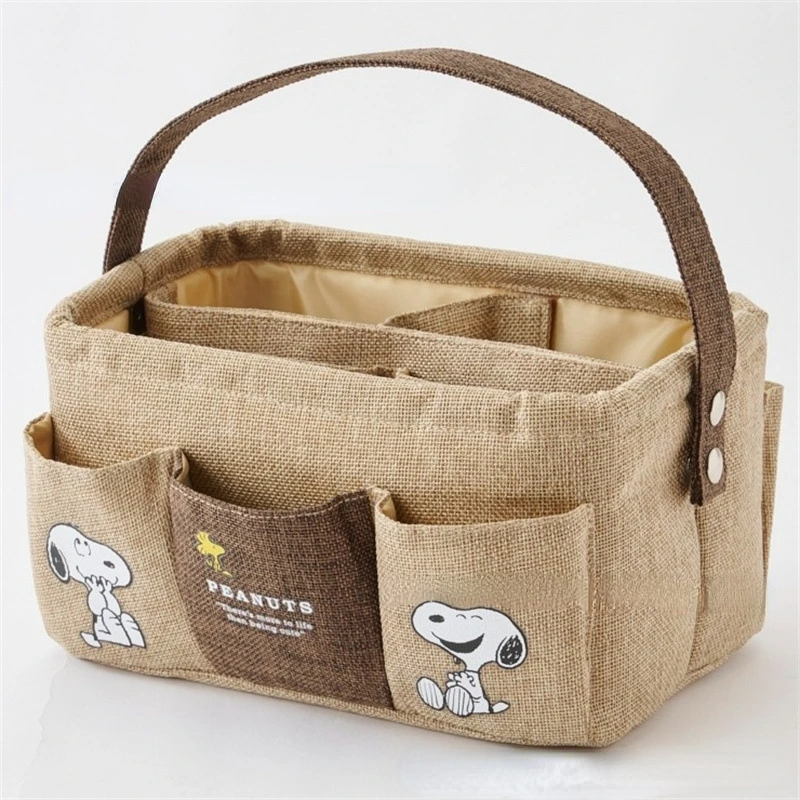 Snoopy Organizing Storage Basket Cartoon Handbag Desktop Storage Bag Anime Large Capacity Makeup Tote Bags Organizer Container