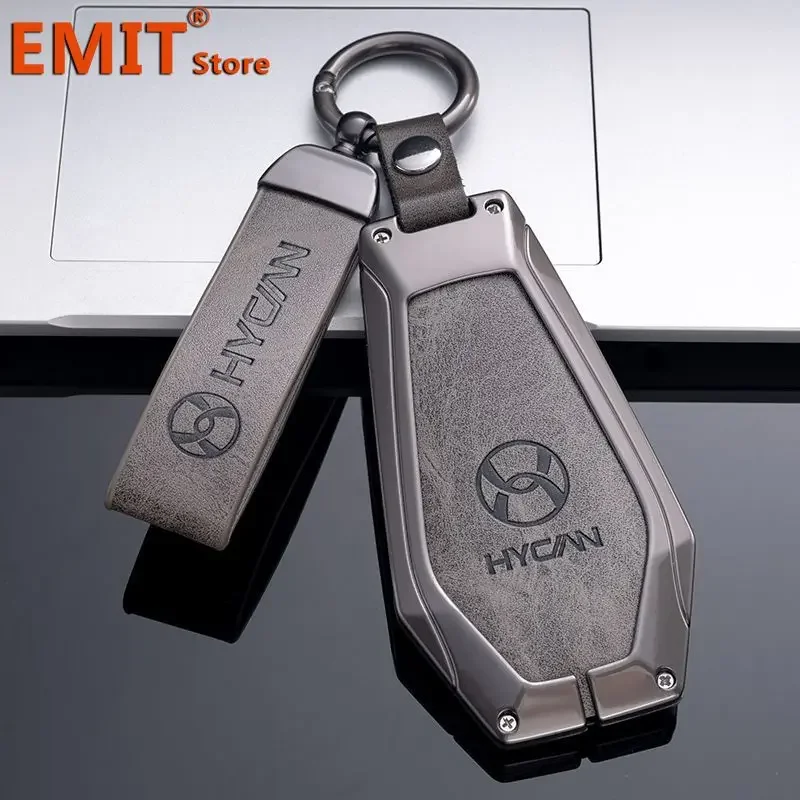 Zinc Alloy Leather Car Key Case for HYCAN 007 Z03 V09 A06 Remote Protection Cover Bag Shell Keychain Holder Fob Auto Accessories