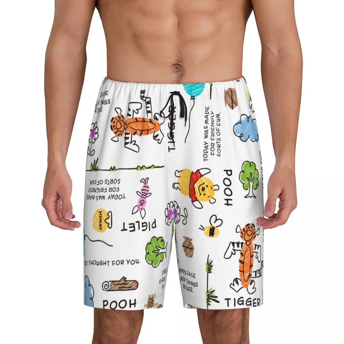 

Custom Print Winnie The Pooh Pajama Shorts Men Sleepwear Bottoms Sleep Short Pjs with Pockets