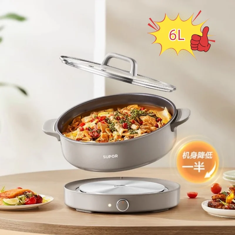 220V Premium 6L Severin Electric Hot Pot with Non-Stick Pan for Cooking Frying and Steaming Ideal for Home 1800W Rapid Heating