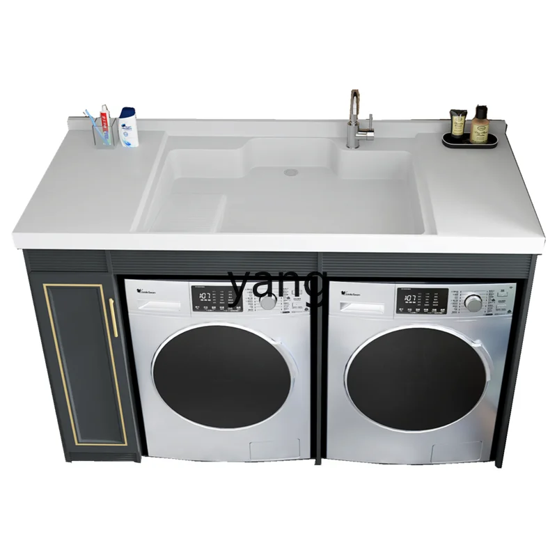 

CX Balcony Dual Holder Laundry Inter-Platform Basin with Washboard Drum Washing Machine Dryer All-in-One Cabinet