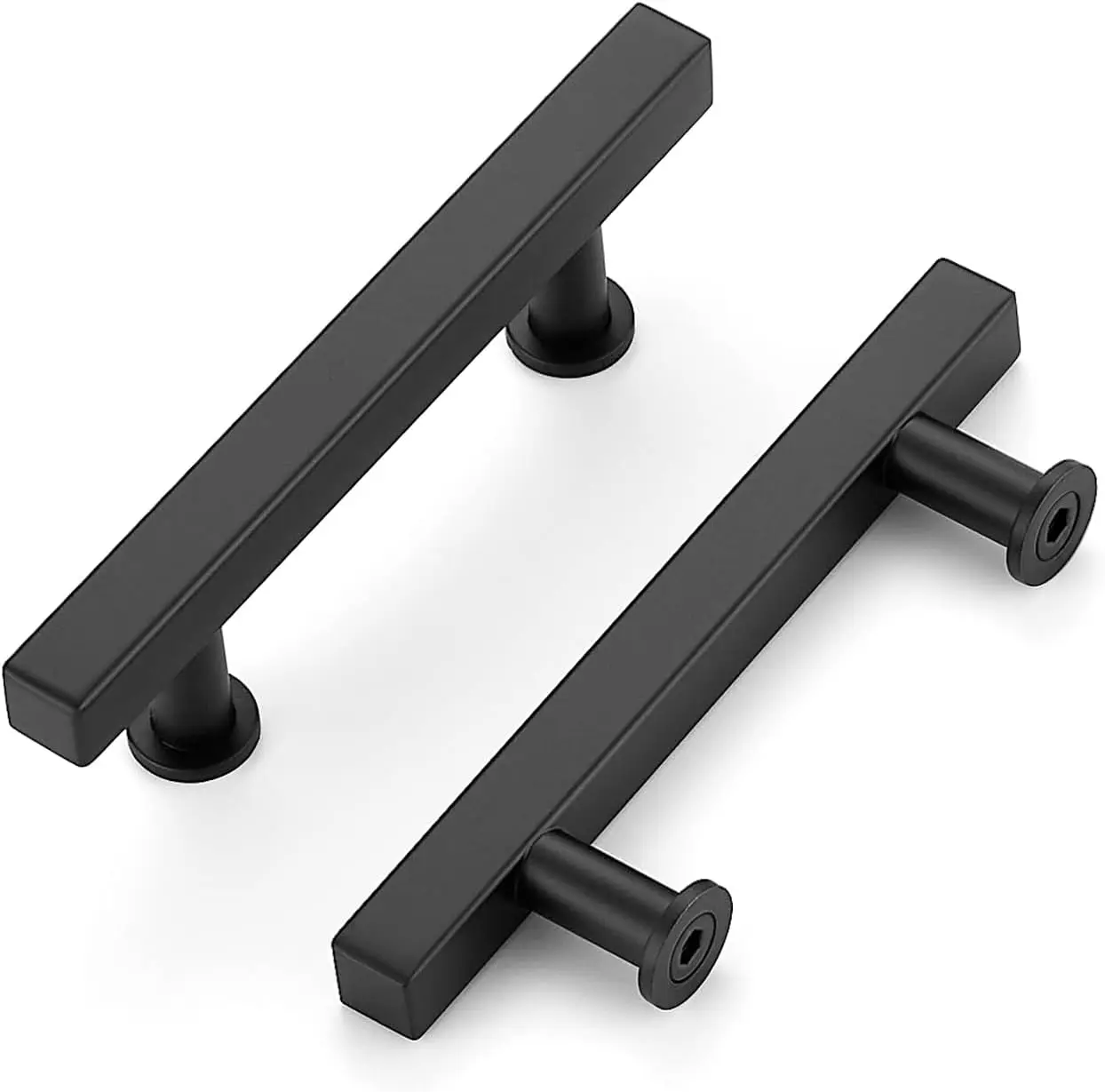 

Matte Black 3 Inch Hole Center Cabinet Handles, 10 Pack Square Dresser Pulls Stainless Steel Kitchen Drawer Handles
