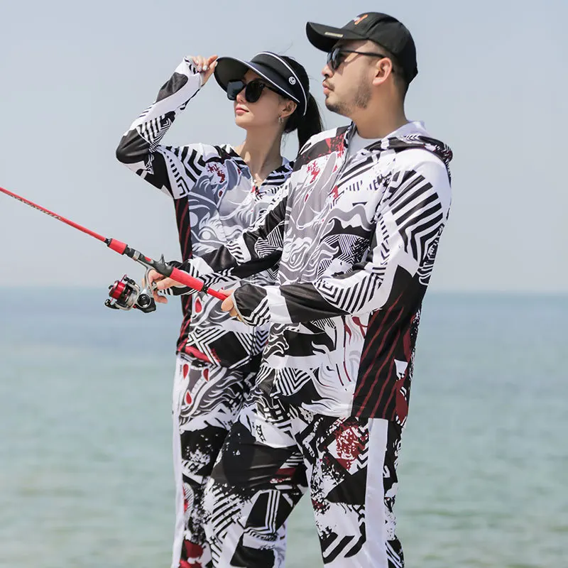 Sun-Protective Clothing for Men and Women, Breathable Quick-Drying, Long-Sleeve, Hooded Anti-UV Fishing Jacket and Pants, Summer