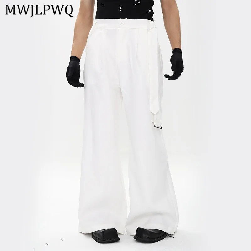 

MWJLPWQ Niche Dark High-End Versatile Belt Suit Trousers Men's Draped Design Slightly Flared Casual Pants 2025 Autumn Tide 11600