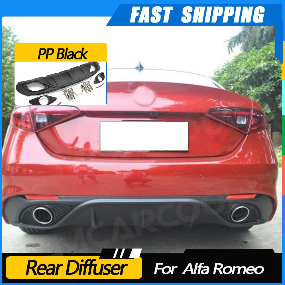 

JMCARCOOL PP автомобильный задний диффузор, бампер, защита для губ, насадки на выхлопную трубу для Alfa Romeo Giulia Standard 2016-2019 Sport