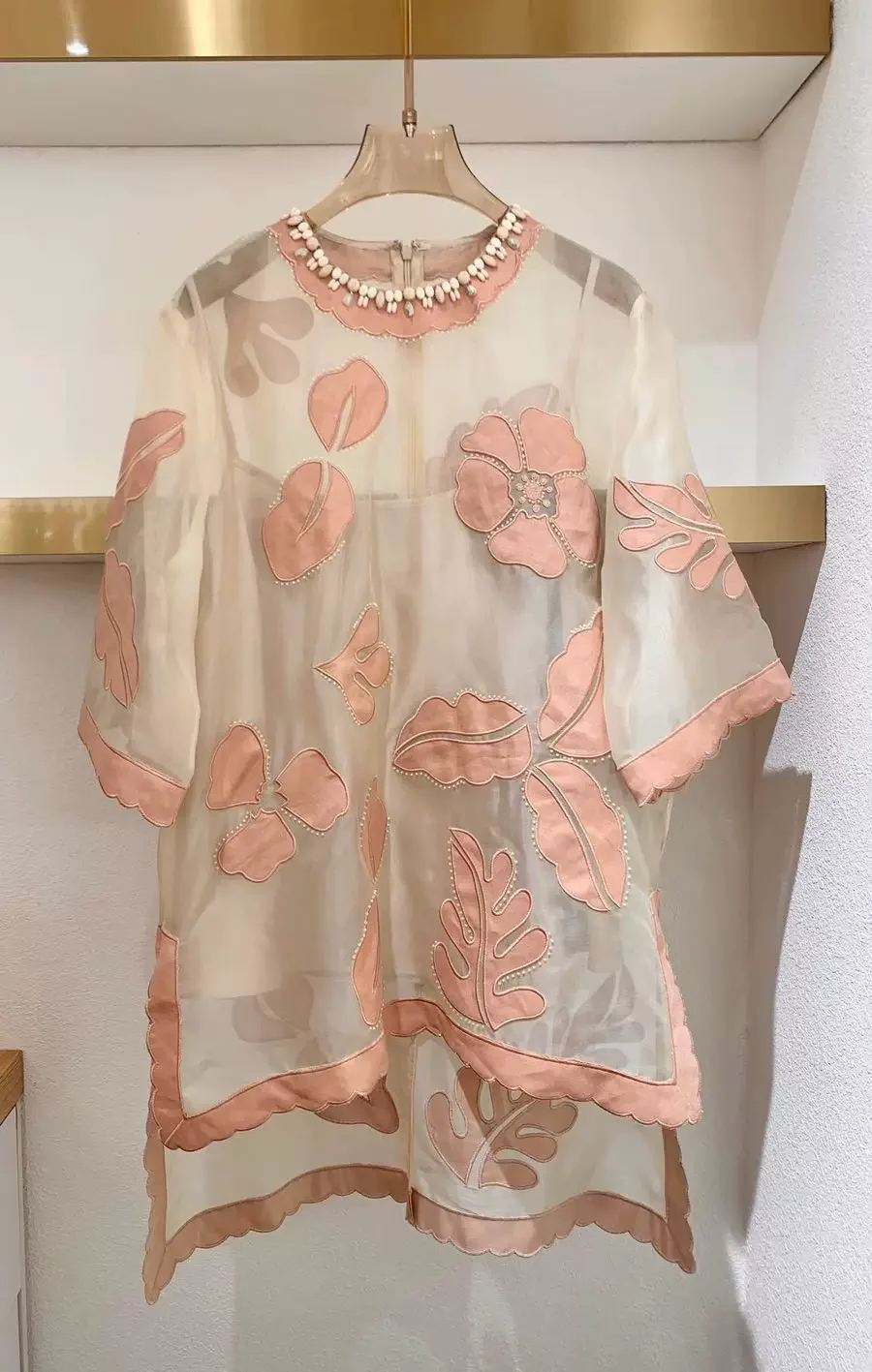 

Cheongsam Top Chinese Women's Silk Dress Sexy Ladies Transparent Loose Dress Rhinestones