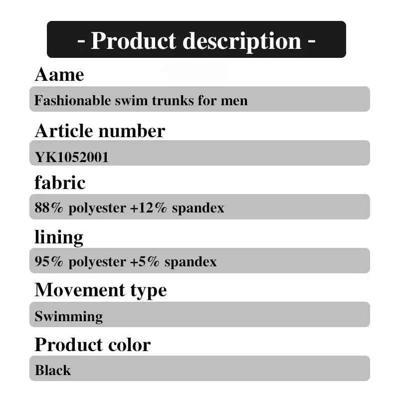 Costume da bagno per adulti per uomo Nero puro di grandi dimensioni Costume da bagno professionale impermeabile in tessuto bionico ad asciugatura rapida in pelle di squalo