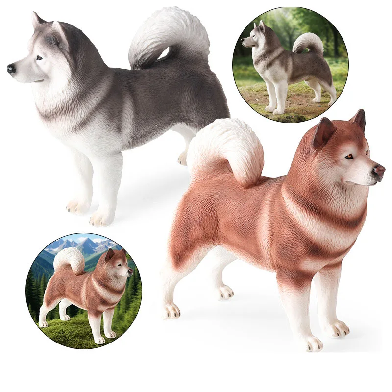 Figura de Malamute de Alaska grande de simulación, figura de perro sólido, Animal, juguete modelo bonito