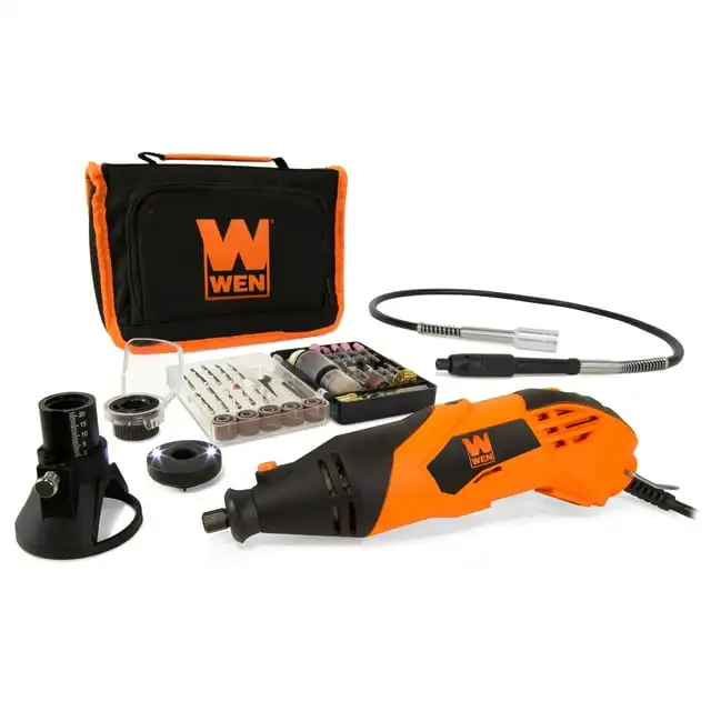 

1.4-Amp Variable Speed Rotary Tool with Cutting Guide, LED Collar, 100+ Accessories, Carrying Case and Flex Shaft