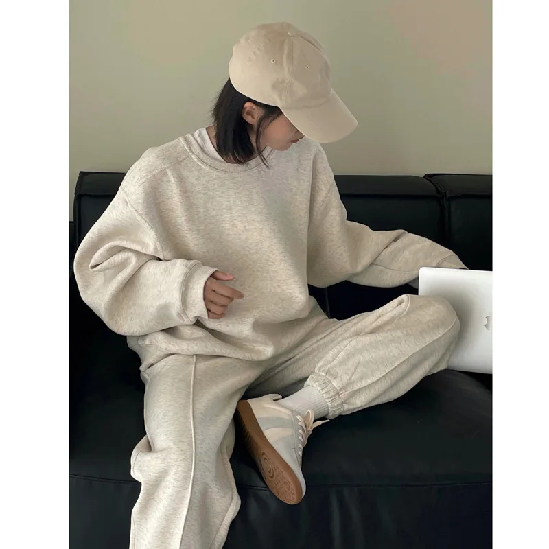 2023 Korean Spring Autumn woman 2-Piece Sets Girl Pullover Sweater Clothes Cotton Suit Sports Pants Trousers 2pcs tracksuits