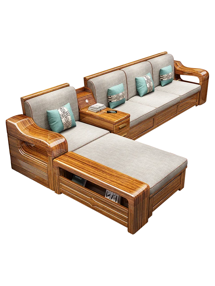 

Диван из массива эбенового дерева, новый диван из цельной древесины в китайском стиле для гостиной, зимний и летний двухфункциональный деревянный диван