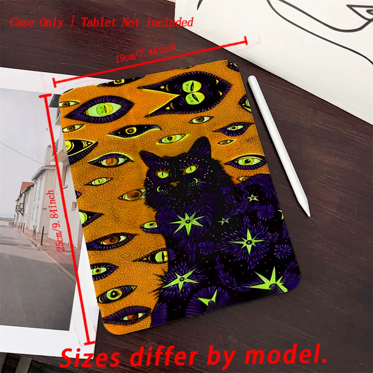 حافظة iPad بنمط عيون مخيفة باللون البرتقالي والخيف باللون الأسود - 360 درجة ° واقي قابل للدوران وقابل للطي لأجهزة Apple اللوحية #6